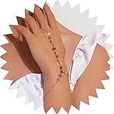 Iaceble Boho Disc Finger Bracelet Sequin Finger Ring Bracelet Gold Disc Slave Bracelet Retro Disc Sequin Ring Chain Bracelet Jewelry for Women