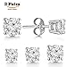 Billie Bijoux Sterling Silver Earrings Studs with Round Cut Cubic Zirconia Diamond Rhinestone, Womens Fine Jewelry (3 Pairs (4mm, 5mm, 6mm))