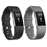 For Fitbit Charge 2 Bands, Adjustable Replacement Bands with Metal Clasp for Fitbit Charge 2 Wristbands Special Edition Black Grey Small
