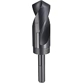 HARFINGTON 1-1/4" Drill Bit 1/2" Reduced Shank 3-Flat 4241 HSS 118&deg; | High Speed Steel Nitriding Black 118&deg; Standard Point for Plastic Wood Copper Aluminum Iron Medium Soft Metal