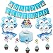 LIITA 38 Pack Cute Shark Party Decorations - Happy Birthday Banner,Mini Shark Balloons,Cake Topper-Shark Theme Party Supplies