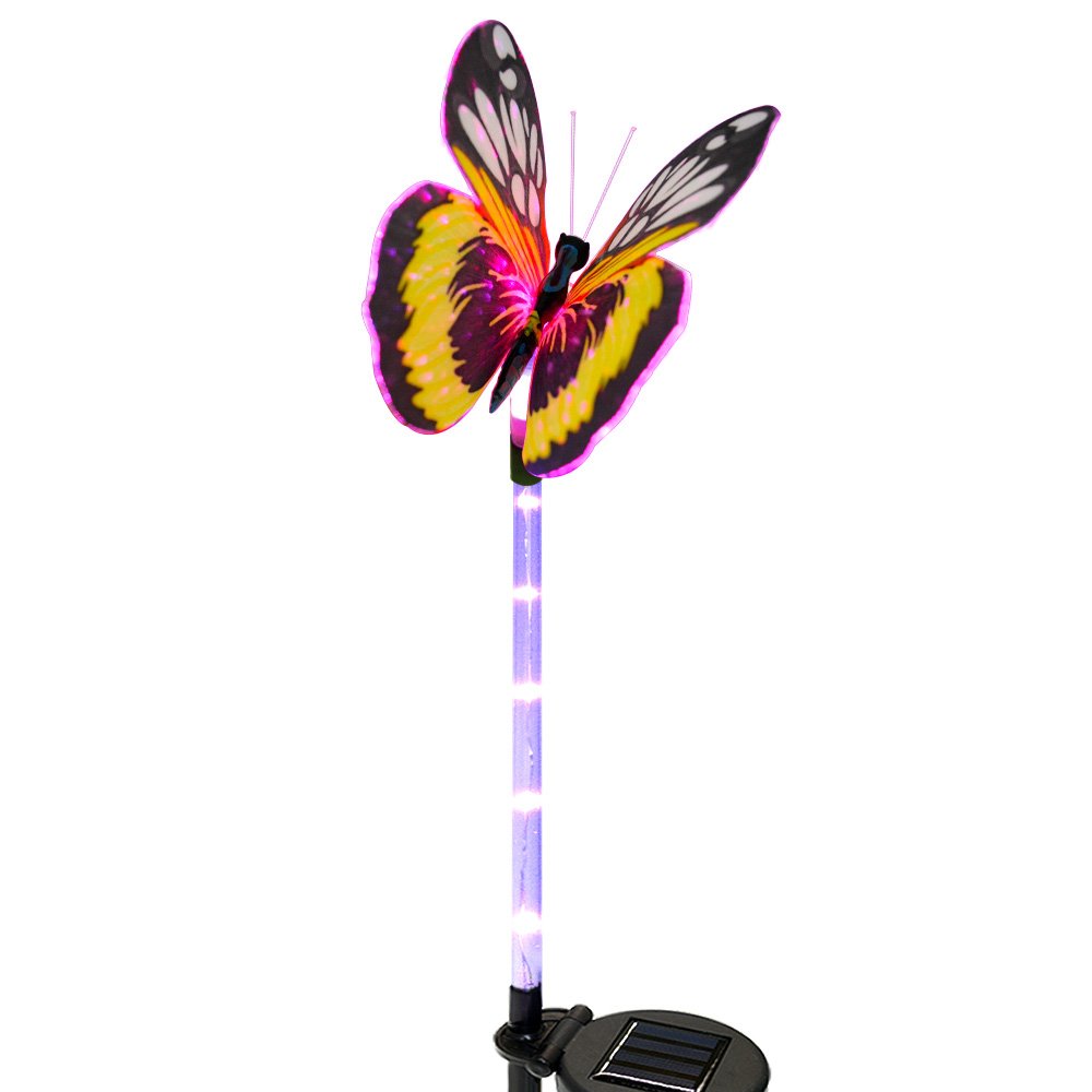 Garden Solar Lights Outdoor - Solarmks Butterfly Solar Lights Outdoor Color Changing Fiber Optic Butterfly Garden Butterfly Lights with a Purple LED Light Stake