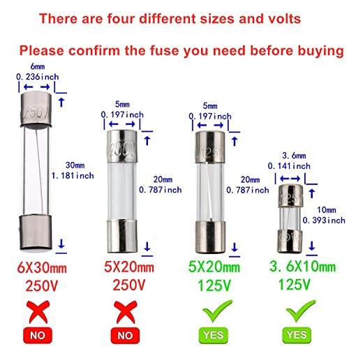 BOJACK Christmas Light fuses 5x20mm 125V 0.5A 1A 2A 3A 4A 5A 8A 10A 15A