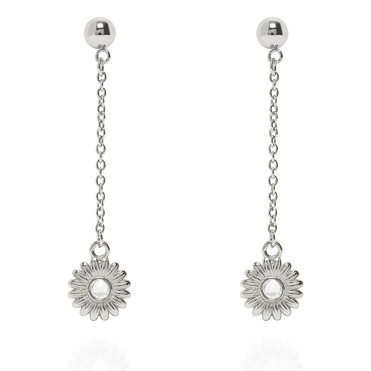 Annie Oak Womens 925 Silver Daisy Drop Earrings
