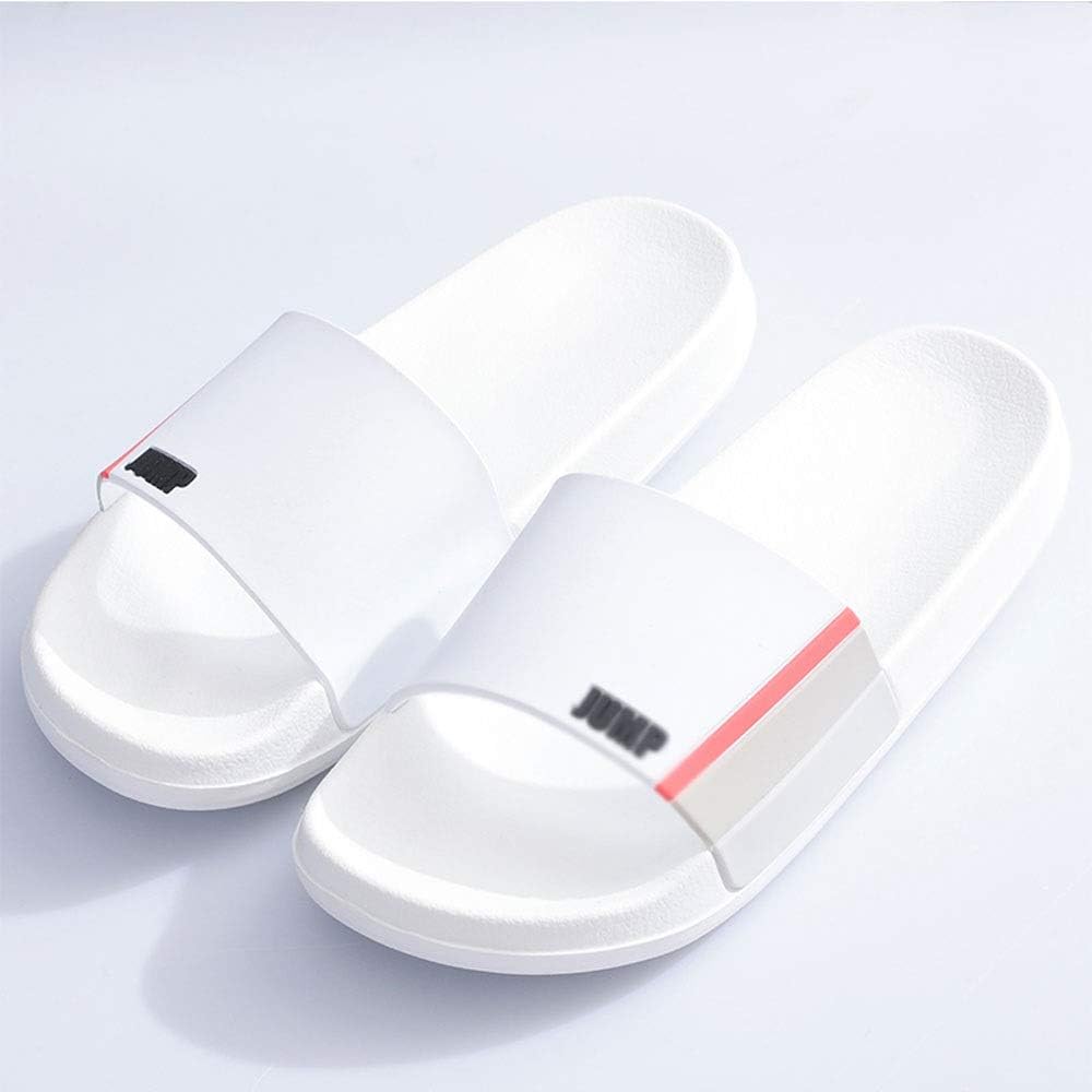 LiChenYao Slippers Female Summer New Personality Tide Couple Home Indoor Bathroom Bathroom Slip Household Men's Slippers (Color : White, Size : 11 US)