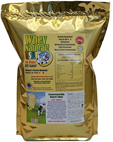 Whey Natural! USA Whey Protein Concentrate 26g Protein (3 lb, Real Natural Vanilla)