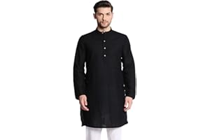 In-Sattva Men's Indian Mandarin Collar Handcrafted Fine Embroidered Kurta Tunic