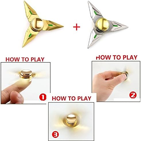 2 Pack(each color 1 pc) OW Overwatch 1pc Alloy Finger Spinner Fidget Hand Spinner Fidget Finger Relieve Stress Toy (Gold+Silver)