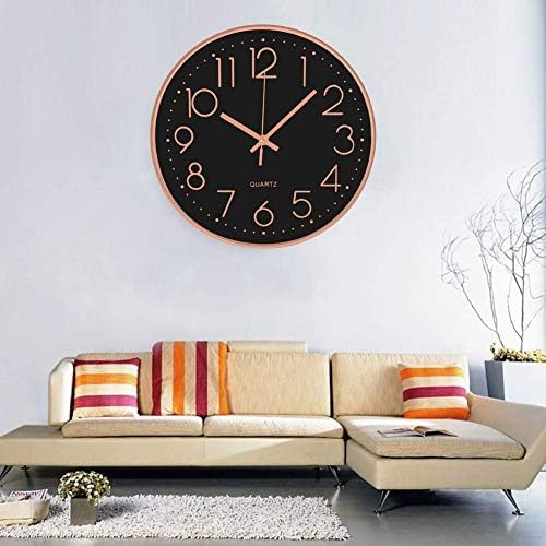 Large wall clock with high-quality quartz movement, battery-operated.