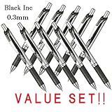 Pentel New EnerGel Deluxe RTX Retractable Liquid Gel Pen,Ultra Micro Point 0.3mm, Fine Line, Needle Tip, Black Ink Japanese Box of 10 (With Our Shop Original Product Description)