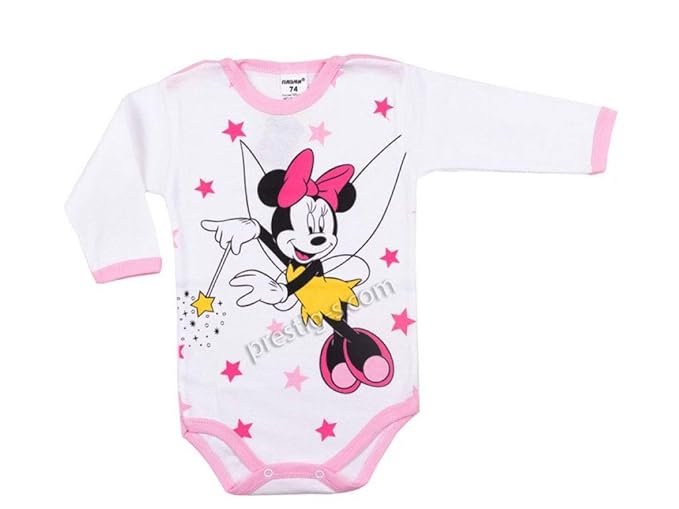 Plami Baby Strampler Minnie Mouse Langarm 100% Baumwolle Body Frühling