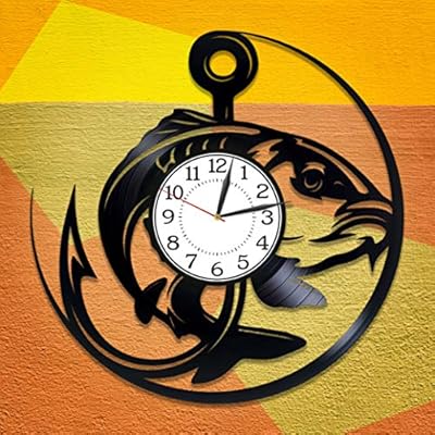 Kovides Fishing Vinyl Clock 12 Inch for Boyfriend Hobby Original Home Decor Fishing Vinyl Record Wall Clock Activity… 51uDIXFasxL