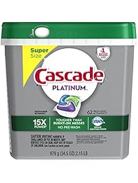 Cascade Platinum ActionPacs Dishwasher Detergent, Fresh Scent, 62 Count