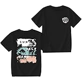 Zoemghc Girl's Hawaiian Graphic Tees Kids Cute Preppy Shirts Beach Tshirt Letter Printed Loose Fit Casual Summer Tops