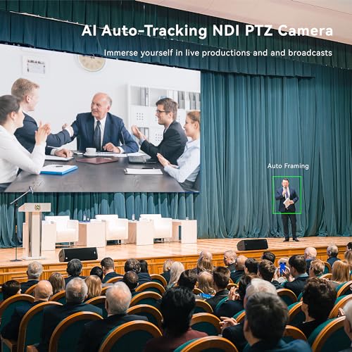 Tenveo PTZ Camera with Auto Tracking AI NDI/SDI/HDMI/USB3.0/RJ45 PoE Optical Zoom 12X 1080P 60FPS IP Live Streaming Camera for Big Church Events and Live Streaming