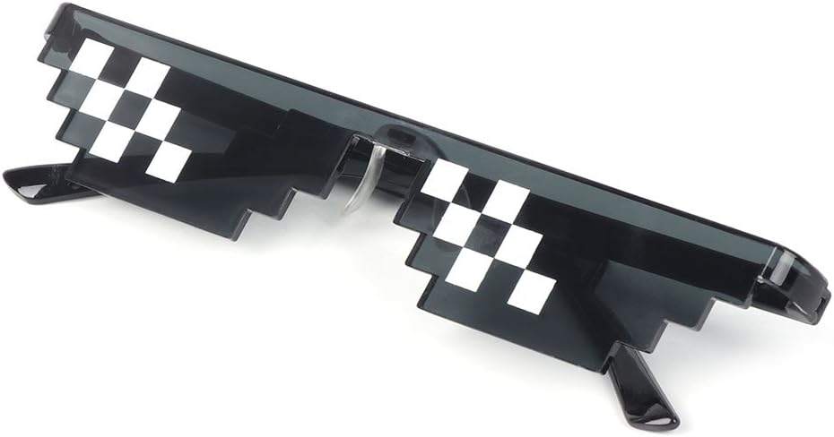 Fmingd Thug Life Glasses Deal with It Glasses Pixel Women Men Black Sunglasses for Kids Black Sunglasses Bulk