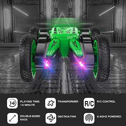 Remote Control car, Durable RC Stunt Cars Toys for Kids,Double Sided Rotating 360°Flips with Dual-Color Headlights for Boys and Girls Christmas Birthday Toy Gifts