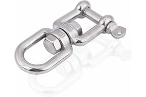 KIMISS 10mm Swivel Snap Shackle, for Marine & Rigging, 304 Stainless Steel Heavy Duty Ring, Corrosion Resistant, Swivel Joint