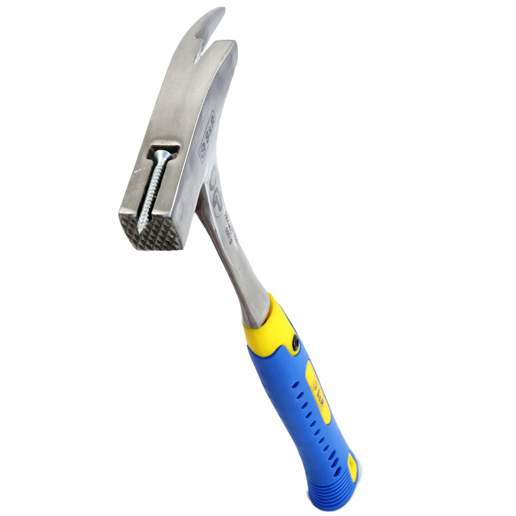 S&R Claw Hammer 600g – Professional Carpenter’s Hammer | Magnetic Nail Holder | Forged C50 Steel | Fiberglass Handle