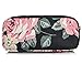 TOPERIN Floral Pen Pencil Case Coin Purse Pouch Cosmetic Makeup Bag (Black)
