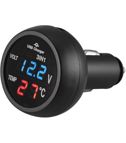 cigarette lighter voltmeter amazon Alivation 3IN1 Digital Volt Gauge with USB Car Charger, 24W Voltage Display Volt Meter Car Battery Monitor with LED Voltage & Amps 1 xCar Voltmeter Car LED Cigarette Lighter Voltage