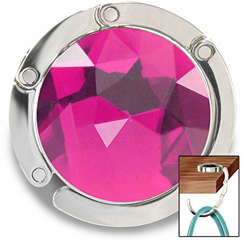 Purse Hook - Gem Accented Hanger - Handbag Holder For Tables Desks and More - by Fashion Heaven (Fuchsia)