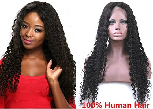 Aimeili Hair Curly Full Lace Human Hair Wigs-Glueless 130%-180% Density Brazilian Virgin Remy Wigs with Baby Hair For African Americans Natural Color (14-24Inch)