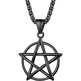 PROSTEEL Pentagram Pentacle Necklace for Men Women, Stainless Steel Tetragrammaton Amulet Satanic Jewelry, Wiccan 5 Point Star Satanism Pendant Necklace