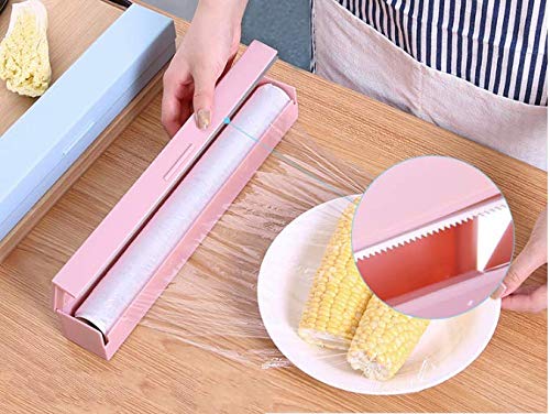 Fento Cling Film Cutter,Food Wrap Dispenser, Plastic Wrap Cutter,Plastic Storage Holder Kitchen Accessories(Pink)