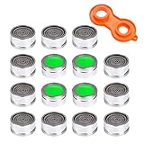 FOCCTS 16pack 15/16 Inch Male Thread Faucet Aerator 1.5gpm Low Flow Water Saving Tap Aerator with Wrench for Kitchen Sink Bathroom Bath Tub