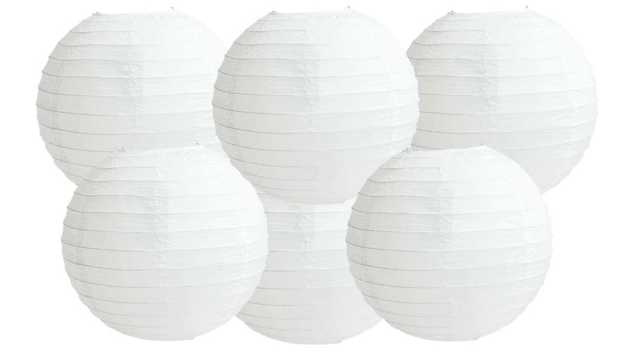 Paper Lanterns Mix Color Packs of 6 Round Paper Lanterns Lampshade Party Decorations (All White, 4" (10 cm))