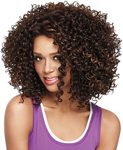 Afro Girls Brazilian Women Loose Jerry Curls Wig Thick Wave Middle Long Brown Wig