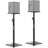 Vondynote Pair Studio Monitor Stands 31"-50" Floor Monitor Speaker Stands | Adjustable Height, Cable Management, Heavy Duty, Flat Base