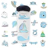 VSCO Girl Stickers for Hydro Bottles - (35 Designs) Super Cute VSCO Stickers for Water Bottles VSCO Flask, Laptops, Cellphones, Lunchboxes and Scrapbooking - Blue VSCO Stickers Set, VSCO Stickers