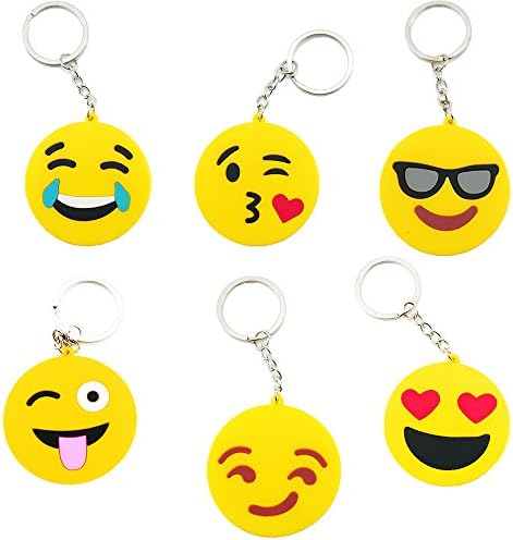 Mseeur Jumbo Emoticon Emoji Key Chains - 6 ct
