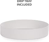 Maison & White Round Metal Umbrella Stand 4 Hooks Drip Tray White view 3