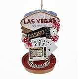 Las Vegas Scene Christmas Ornament Sign Casino Cards Roulette Wheel A1635 New