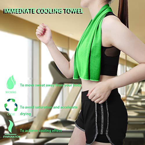 Wesoke Cooling Towel for Sports, Workout, Fitness, Gym, Yoga, Running, Travel, Camping & More (3 Pack,Green)