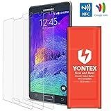 [NFC/Google Wallet Capable] Note 4 Battery ,YONTEX 3220mAh Replacement Battery for Samsung Galaxy Note 4[ N910 , N910U LTE , N910A , N910V , N910P,N910T ] with 3 Pack [Tempered Glass] Screen Protector