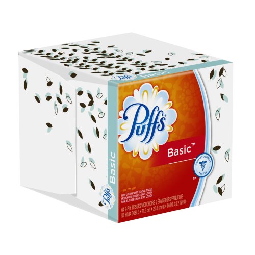 Puffs Basic Facial Tissues; 64 Count; 1 Cube Box (64 Tissues In Box) (Pack of 24) image