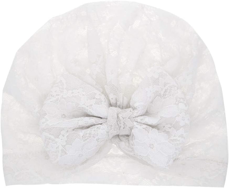 Hukehzu Baby Turban Headband, Baby Headband, Newborn Baby Boy Girl Knotted Lace Bow Hat Beanie Headwear Cap Hat