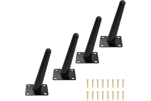 KARINA QURATZ Set of 4 Furniture Legs 6 Inch Modern Furniture Legs Mid Century Oblique Conical Metal Legs Metal High Tapered Slant Feet Sofa Replacement Legs for Desk, Cabinet, Table+Mounting Screws(Black)