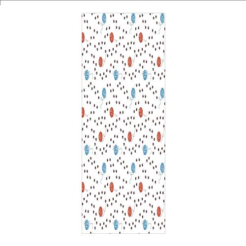 3D Decorative Film Privacy Window Film No Glue,Cat,Animal Kitten Paw Footprints Paths Clew of Threads Yarn Pet Playful Cute,Light Blue Coral Brown,for Home&Office - Thumbnail 7