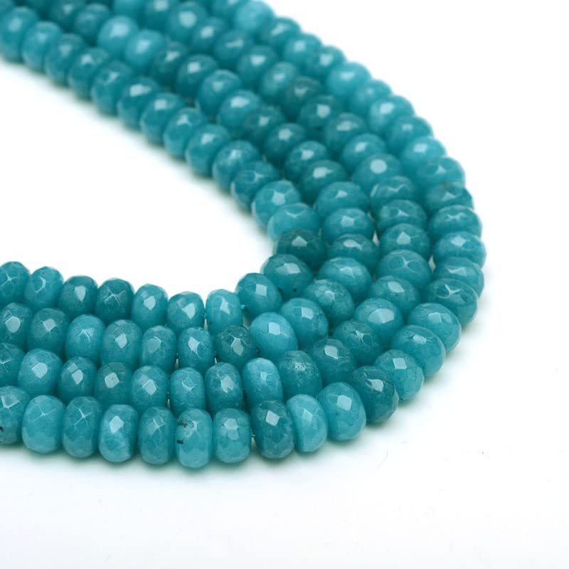Perlin Gemstone Agate Stone Beads 4 mm Indian Sapphire Blue, Pack of 30, Faceted Rondelle Gemstone Craft Stone Semi-Precious Stone