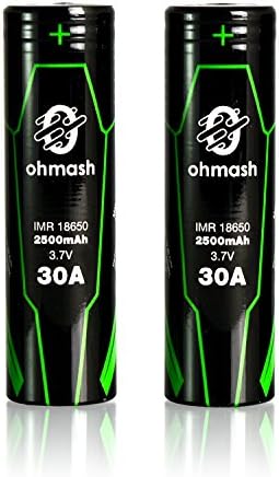 18650 Battery 2500mAh, 30A Flat Top 3.7V Rechargeable Li-ion Batteries for High Drain Devices(2 Piece)With Free 18650 Battery Case/Holder (2Pack)