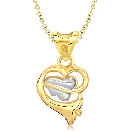 Vina Jewels Valentine Refined Heart Shape Gold and Rhodium plated Pendant - P1173G [VKP1173G]