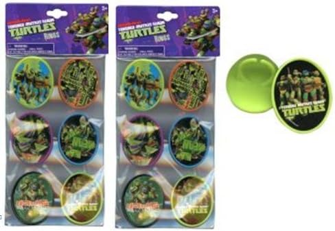 TMNT Ninja Turtle Cupcake Topper Ring - 12 Pcs