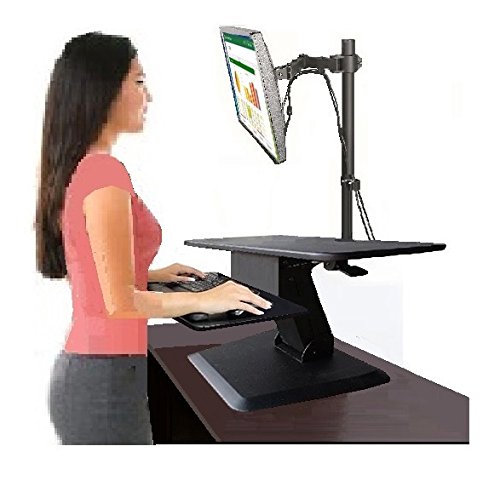 EZM Sit Stand Workstation High Adjustable Riser Standing Desk Converter Free Standing (002-0037)