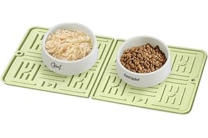 Gentledog Waterproof Dog Food Mat, Anti-Slip Raised Edge Silicone Pet Placemat, Cat Food Mat for Prevent Food and Water Overflow, Foldable Pet Feeding Mat for Cats and Puppy(Green)