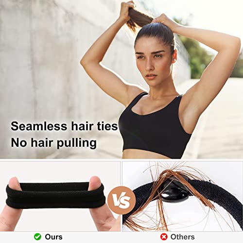 100 PCS Large Hair Ties, Ponytail Holders for Thick Heavy Hair, Stretchy Elastic Hair Ties for women, Men, Girls, Non-slip Hair Bands for Curly Hair, No Seamless Nylon Hair Ties, No Damage Hair Accessories, Black